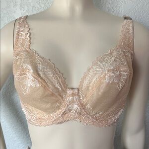 PARAMOUR Lace Underwire Bra 38D Nude Beige Floral Lace NWT